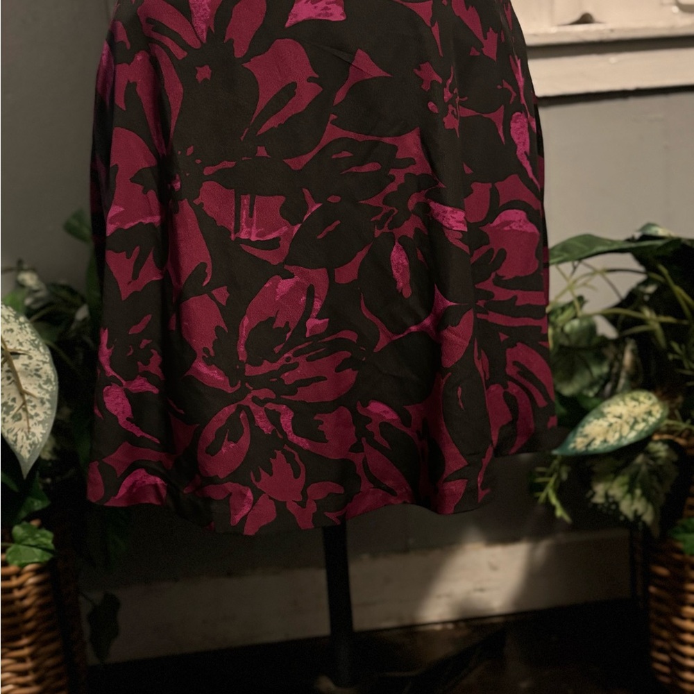 The Limited Black and Pink Floral A-Line Skirt